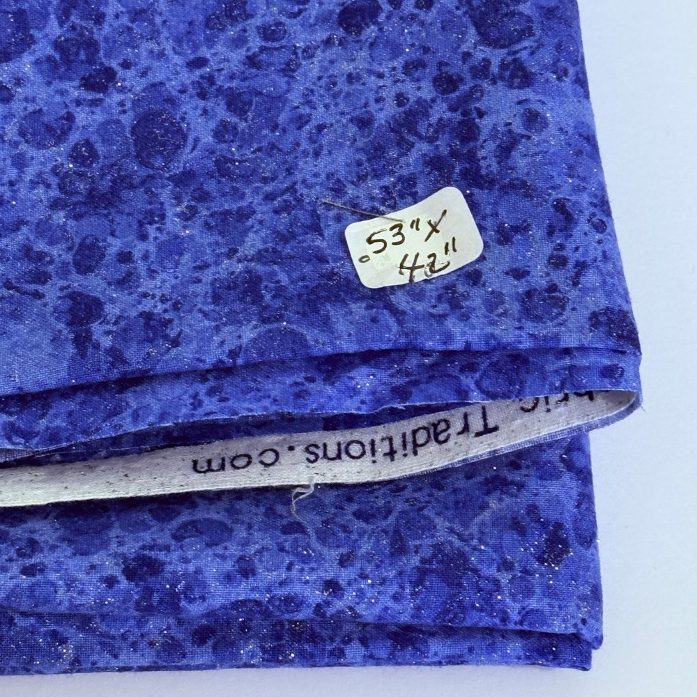 Fabric Traditions Marble Print Glitter Cotton Fabric 53x42 Blue Tonal Quilting
